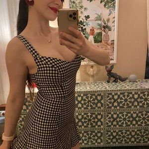 The Reformation Mini Blare Dress Checkered